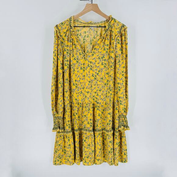 Max Studio Yellow Floral Romantic Boho Flowy Long Sleeve Fall Dress XL - Picture 9 of 9